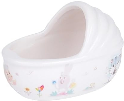 YAOHY Keramisk Hamsterbadkar Behållare Sandbassäng Kreativ Söt Semi-Slutna Sandbad Behållare Hus Rengöring Hamster Sandbadbehållare Tillbehör(White)