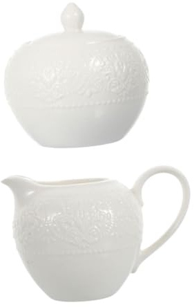 DOITOOL 2 Pezzi Contenitori in Ceramica per Latte e Zucchero con Design Rilievo Lattiera e Zuccheriera Leggeri e Facili da Pulire per Cucina Contemporanea