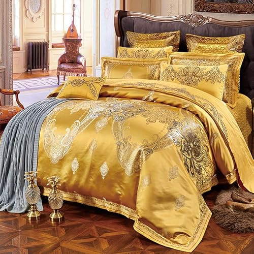 GGYTMQL Cama de Estilo Europeo Conjunto de sábana de Cuatro Piezas Cubiertas de edredón Doble de algodón de Lujo.