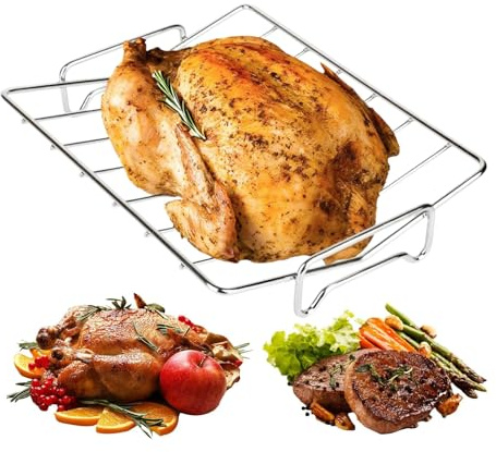 Grille Pour Dinde | Accessoires De Barbecue En Acier Inoxydable Antiadhésif,Insert De Grille Pour Rôtir La Dinde Au Four,Pour Grillage Barbecue Cuisson Au Four Volaille Porc Poulet Viande Camping Cuis