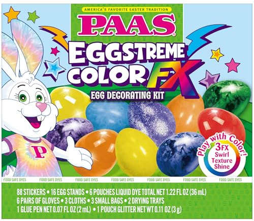 PAAS Eggstreme Color FX Egg Dying Kit – Create Swirl, Texture & Shine Effects – Fun & Creative Easter Egg Dye Kit