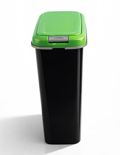 Jardin202 - Cubo de Basura con Tapadera Basculante - 15L / 25L / 30L / 50L - Papelera Ideal para Cocina, Baño y Oficina | 25 L + Bolsas (Verde - Negro)