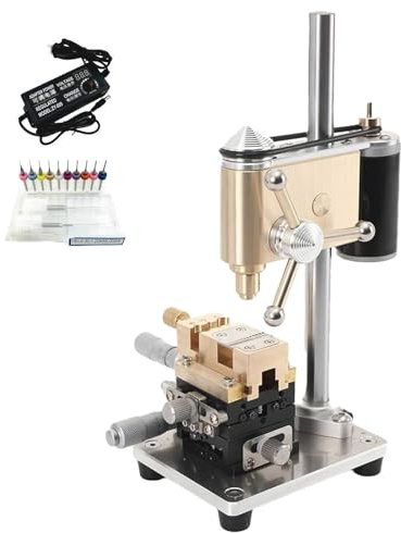 Trapano da banco di precisione for orologiai, trapano a colonna da banco a velocità variabile di precisione multifunzione, attrezzatura for la riparazione di orologi, display digitale di tensione