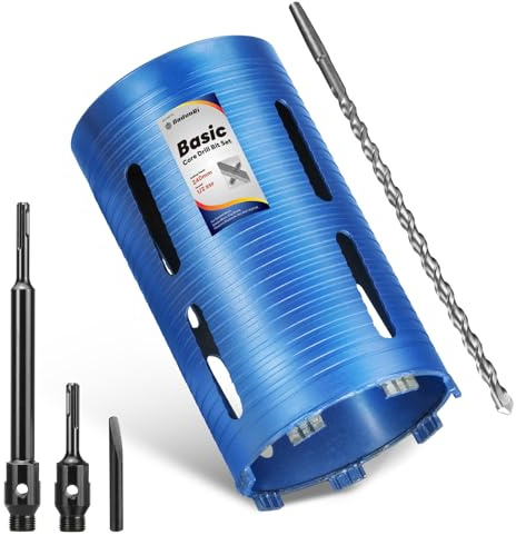 DaduoRi Juego de brocas de núcleo largo de 140 mm x 240 mm con adaptador SDS Plus de 240 mm, 110 mm y broca piloto central, juego de brocas de núcleo de diamante para piedra de mampostería de bloques