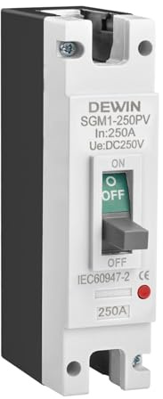 DEWIN DC Leitungsschutzschalter 250A, DC-Leistungsschalter MCCB Gehäuse Solar Batterie Hauptschalter Batterie Trennschalter 1P 250A 250V