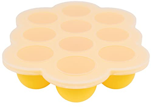 WeeSprout Silicone Freezer Tray with Clip on Lid Perfect Food Storage Container for Homemade Baby Food, Vegetable, Fruit Purees, and Breast Milk (Bright Yellow, Ten 1.5 Ounce Sections)