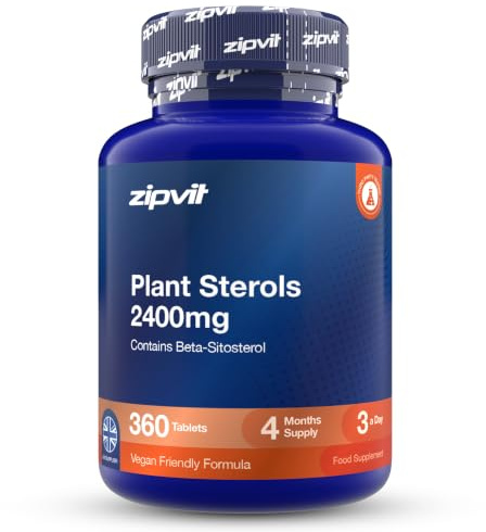 Zipvit Plant Sterols 2400mg - High Strength - 360 Tablets - Vegan | Supports Maintenance of Normal Blood Cholesterol - Plant-Based Formula - Contains Beta-Sitosterol - 12 Month Supply