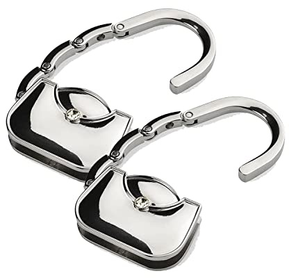 WPRO Handtaschenhalter 2er Set Metall; Tischhaken faltbar mit Etui rutschfest