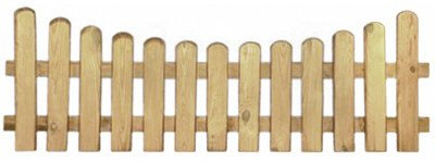 StaketenZaun 'Premium' 180x60/46cm - unten – kdi / V2A Edelstahl Schrauben verschraubt - aus getrocknetem Holz glatt gehobelt – nach unten gebogene Ausführung