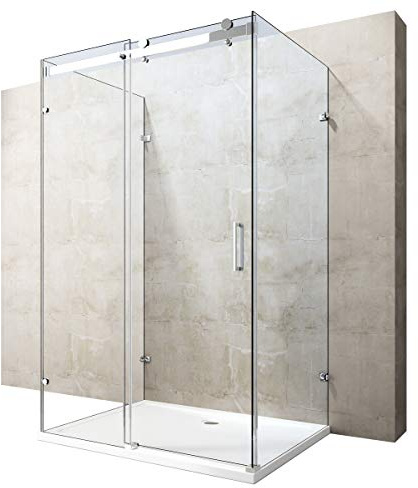 Durovin Bathrooms 1200 x 800mm U Shape Rectangular Framless Shower Enclosure with Anti-Slip Acrylic Tray - Sliding Door & 2X Side Screen - 8mm Safety Clear Glass