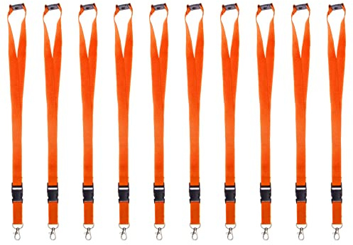 Karteo Schlüsselband orange mit Karabinerhaken und Sicherheitsverschluss [100 Stück] Lanyard mit Schnalle für Kartenhüllen Kartenhalter und Ausweise