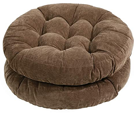 Tiita Round Chair Cushions 22x22 Inch Outdoor Seat Pads Set of 2 Throw Floor Pillows for Adults Sitting Patio Garden, Coffee
