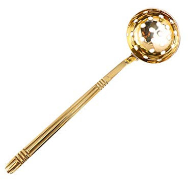 Pure Copper Colander Scoop Large Soup Ladle Strainer Skimmer for Pasta Noodles Dumplings Hot Pot Strainer Spoon (Size : 14.57×3.35in)