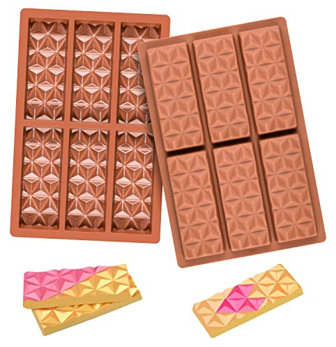 Fimary 2 Pcs Break Apart Chocolate Molds Silicone Deep, Stuffed Candy Bar Molds Silicone Shapes, Silicone Molds for Wax Melts Large(Pyramid)