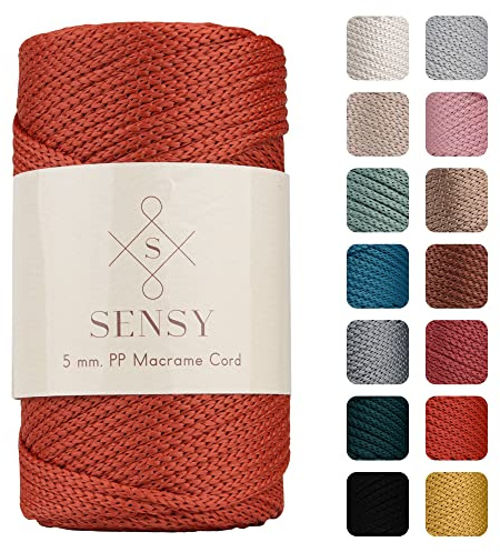 S Sensy - Ziegelrot 5MM Premium Polypropylen Makramee-Kordel, 95m