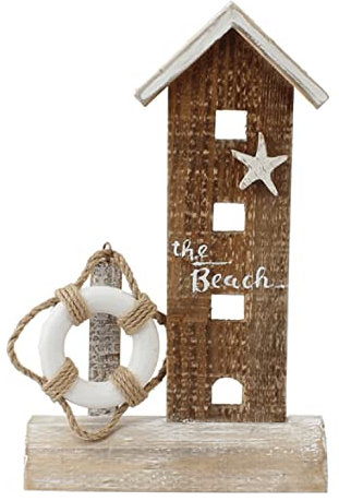 maritime Holz Serie grau-weiss ┼ Haus mit Rettungsring ┼ Deko - Nautic (Haus mit Rettungsring)