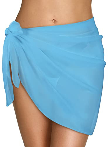 CMTOP Strandsjal sarong, strandskydd och sjalar för kvinnor semester strandkläder överdrag, damer strand omlottkjol för bikini baddräkt omlott halsduk, BLÅ, en storlek