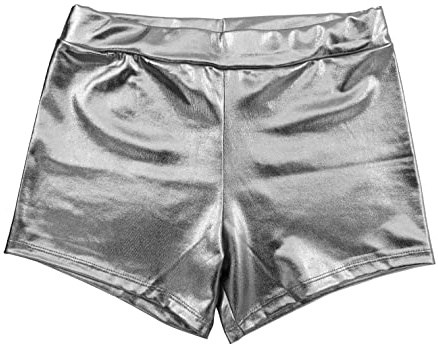 Glänzende metallische Shorts für Damen, sexy Culotte für Damen für Kostüme, Disco-Tanz und Partys, metallic silver, L