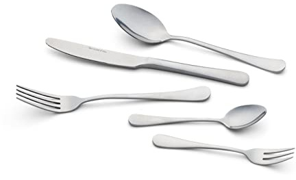ECHTWERK Besteck-Set Sorrent für 6 Personen, 30-teilig, Besteckgarnitur in Vintage-Optik/Landhausstil, Silber-Edition, Besteck aus hochwertigem Edelstahl, Tafelbesteck für den Alltag oder Festtafel