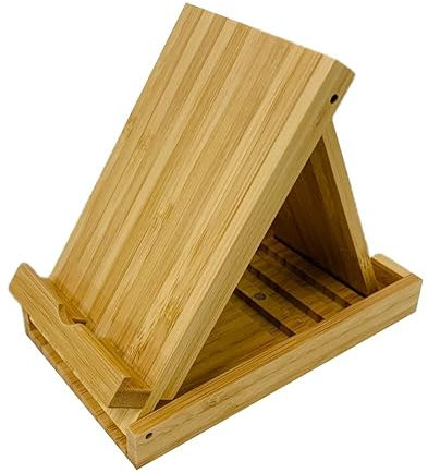Yisen Holz Bambus Faltbarer Universal Multi-Angle Handy Ständer Halter, Handy Halterung für Smartphone und Tablet
