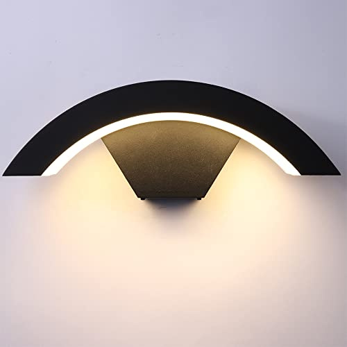 ZIKEY 12W LED Lampara de pared, Luz de Pared en Forma de Luna, Blanco Cálido 3000K, Impermeable IP65 Apliques de Pared para interior/exterior, Dormitorio Jardín Porche Garaje