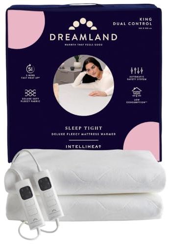 DREAMLAND Sleep Tight Deluxe Chauffe-Matelas en Polaire pour lit Double 160 x 150 cm