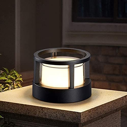 IP65 Impermeable Redondo Exterior Jardín Poste Bolardo Luz Iluminación residencial Columna Lámpara Aluminio Camino Calzada Piso Césped Paisaje Iluminación Decoración Pilar Linterna Estigma Lámparas