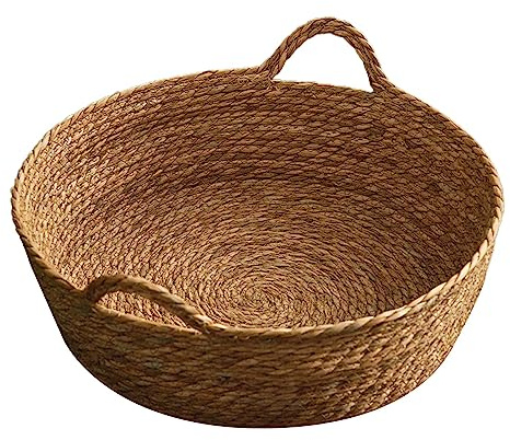 JISADER Panier en Osier pour Chat - Corbeille Ronde Confortable avec Niche en Rotin Tissé à la Main pour Chaton, Chiot et Petits Animaux Domestiques - Toutes Saisons