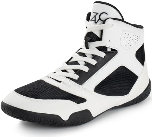 ZVC Wrestling Shoes Men Boxing Shoes for Fighting Shoes Powerlifting Bodybuilding Boots Footwear, White, 10.5