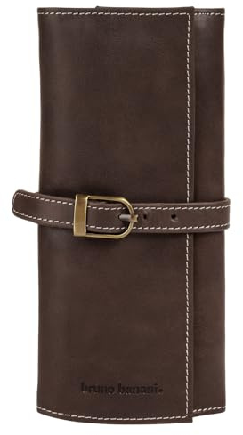 bruno banani Schmuckrolle Echt Leder Damen Elegante Leder-Aufbewahrung mit 2 Reißverschlussfächern und abnehmbaren Einsätzen