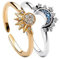 TOFBS 2 Stück Ring Set Sonne Und Der Mond Freundschaftsringe Gold Ringe mit Cubic Zirconia Silber Verstellbar Offene Promise Matching Rings Für Damen Frauen