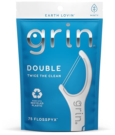GRIN, Double Flossypx Travel, filo dentale ecologico e extra lungo, per un'igiene orale completa e responsabile