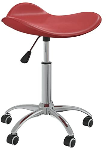 vidaXL Friseur Rollhocker Drehbar Höhenverstellbar Arbeitshocker Friseurhocker Drehhocker Praxishocker Kosmetikhocker Weinrot Kunstleder