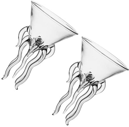 UTHCLO Bicchieri Da Cocktail Alti in Vetro, Bicchieri Da Mojito Per Feste, Design Creativo a Forma Di Polpo, Set Da 2 Pezzi Per Bar, Ristoranti e Ktv, Facili Da Pulire