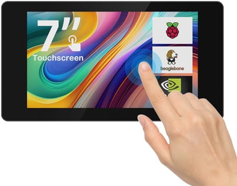 ELECROW Touchscreen Monitor für Raspberry Pi, CrowVision 7 Zoll Mini-Display 1024 × 600 IPS LCD Monitor kompatibel mit Raspberry Pi 5/4, LattePanda, Beaglebone, Jetson Nano