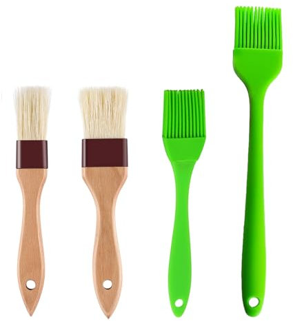 4Pcs Pastry Brushes, Silicone Pastry Brushes for Baking, Oil Brush with Beech Handle, Basting Brush for Barbecues Pastries Food Stirring Baking (2 Specifications)