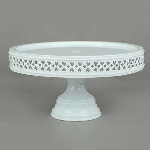 GIFTNDECOR - Alzata rotonda in metallo resistente, diametro 22,9 cm (parte superiore), metallo resistente (bianco)