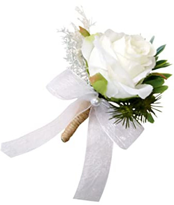 IMIKEYA Hochzeit Revers Blumen Brosche für Braut Anstecknadel Rosenstift Braut Ansteckblume Blumenbrosche Braut Kleidungsnadel Bräutigam Brosche Weiß und grün schmücken Bankett