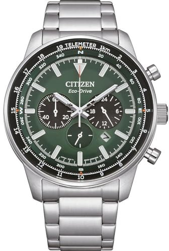 CITIZEN Orologio analogico al quarzo da uomo con cinturino in acciaio inox CA4500-91X, verde, Bracciale