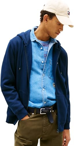 Tommy Jeans herr flagga dragkedja genom huvtröja