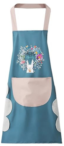 DHSBGWSX Delantal De Mujer Con Bolsillos, Impermeable De Cocina Para Hombre (Azul)