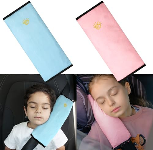 QKURT 2 Pcs Car Seat Belt Pads for Kids and Adults,Soft Seatbelt Covers,Seatbelt Pillow for Children Strap Protection,Seat Belt Cover,Comfortable Car Seat Belt Cover(Pink,Blue)