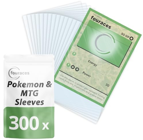 fouraces kortfodral, 300 stycken, för pokemon, magic the gathering, 90 x 66 mm transparent folie, kortfodral, yu-gi-oh kortfodral, kortfodral för samlarkort, spelkort