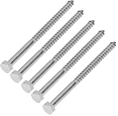 Risegun 10 Stück Selbstschneidende Coach Screw 304 Edelstahl Hex Lag Schrauben M8 * 130mm Selbstschneidende Coach Schrauben Halbgewindebolzen für Holzanwendungen