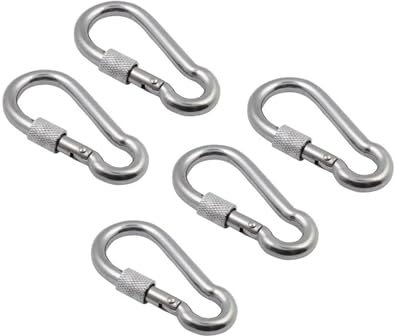 HEXHUASR 5 Pezzi moschettone a Scatto a Molla in Acciaio Inox AISI 304 Multifunzionale con Gancio di bloccaggio a Maglie Rapide con Dado a Vite M5 M6 M7 M8(5X50mm)