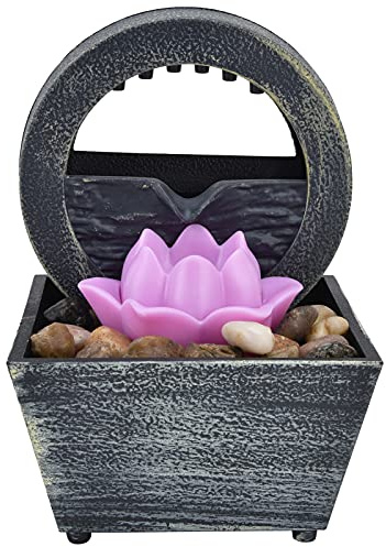 Brunnenornament, LED-Tischbrunnen-Dekor, LED-Wasserfallbrunnen mit Ruhigen Steinen und Meditativem Klang für Schlafzimmer, Wohnzimmer, Heimarbeit, Büro