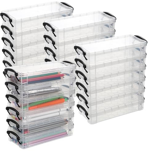 BTSKY Set mit 24 großen Federmäppchen, Bürobedarf, Aufbewahrungsbox, Pinsel, Malstifte, Aufbewahrungsbox, Aquarellstifte, Zeichenwerkzeuge (schwarz)