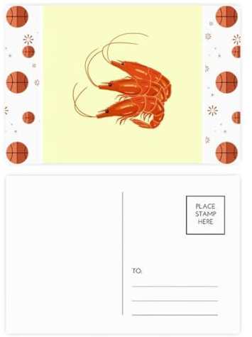 Prawn Seafood Cy Shrimp Basketball Postkarten-Set Dankeskarte Versandseite 20 Stück