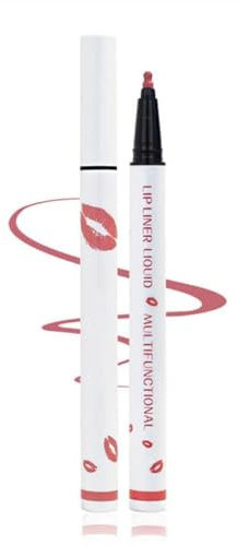 Coolstory Longwear Liquid Lip Liner, 2-in-1 Waterproof Longwear Liquid Lip Liner, Liquid Lip Liner Pen, Matte Lip Stain Marker, Quick-Drying Long-Lasting Matte Liquid Lipstick (04 ROSE PINK)