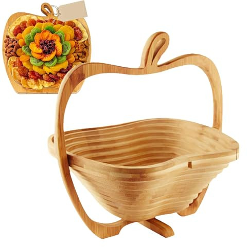 DTREELS Cesto regalo frutta secca, cesto di legno 3 in 1, vassoio di cibo per le vacanze, scatola di snack gourmet salutare, per mamma, papà, donne, uomini, famiglie, compleanni,
